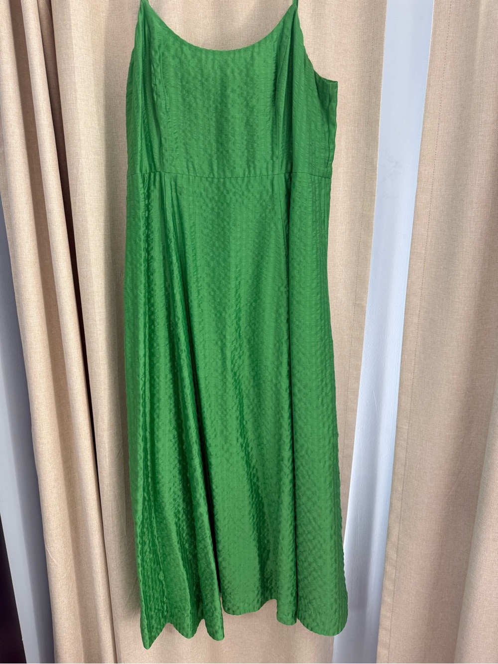Satin-Textured Green Maxi Slip Dress